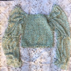 Wild Fable floral smocked crop top, S